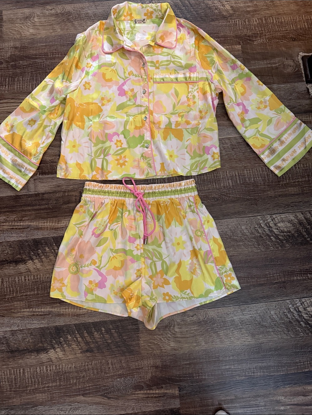 Women’s Floral Yellow & Pink Pajama Set